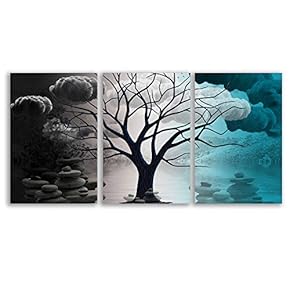 Canvas Wall Art Abstract Cloud Tree Pictures Home Wall Decorations for Bedroom Living Room Oil Paintings Canvas Prints Framed - 16"x24" x 3 Panels
