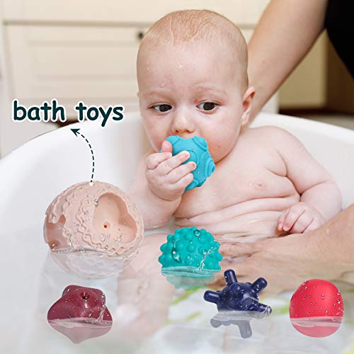 Rolimate Textured Sensory Ball Set, Baby Bath Ball Toys with Bright