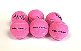 Happy Birthday Dog Tennis Balls (6 Pack) by Midlee (Regular, Pink)
