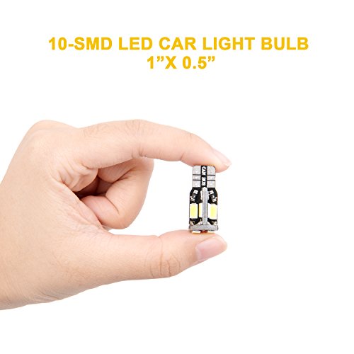 Toplus 194 LED Light Bulb, Super Bright 168 2825 W5W T10 Wedge 10-SMD 5730 Chipset LED Replacement Bulbs, 12V Car Interior Lights for Dome Map Side Marker Door Courtesy License Plate White 10-Pack
