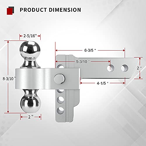 YITAMOTOR Hitches 4" Drop Adjustable Trailer Hitch Ball Mount Aluminum