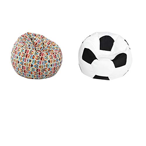 B Blesiya Replacement Beanbag Chair Covers Adult Seat Pod Bag Cover Parrot Football Patterns 2pcs