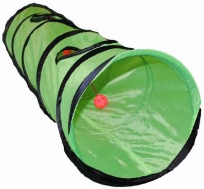 Cat Pet Toy Play Tunnel Four Exit Holes 4 Feet Long Green
