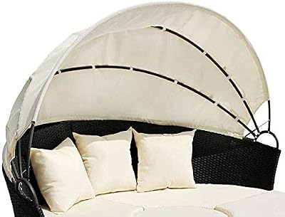 Garden Haven Universal Rattan DayBed 180cm Replacement Cream Canopy