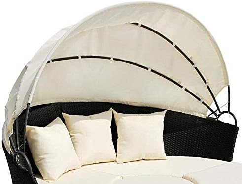 Garden Haven Universal Rattan DayBed 180cm Replacement Cream Canopy