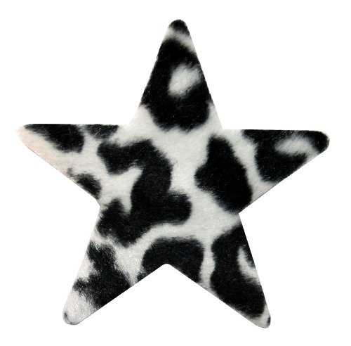 ID 9064 Fuzzy Cheetah Print Star Patch Craft Shape Symbol Felt Iron On Applique