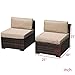 Patiorama Armless Chair,Outdoor Patio Loveseat Brown Rattan Wicker Sofa Chair,Additional Seats 7 Piece Set
