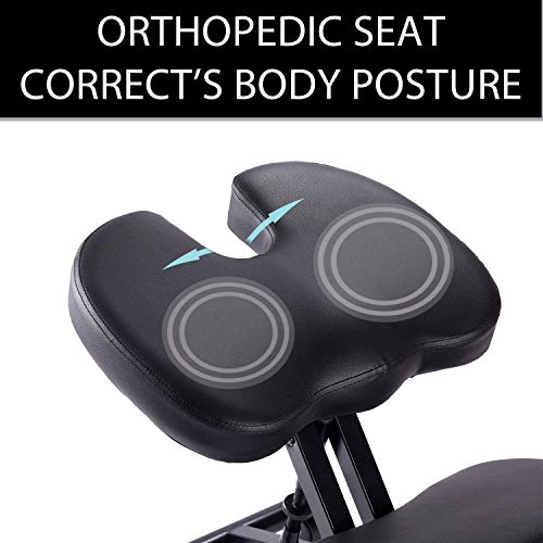 Kneeling Chair with Orthopedic Back Pain Seat, Faux Leather - Manual Adjust, Helps Prevent Coccyx Pain, Kneeling Chair for Better Posture. (Renewed) - Thumbnail 3