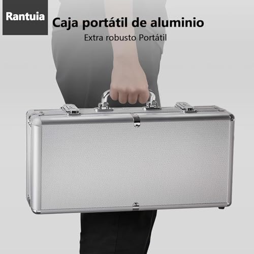 Rantuia Fichas Poker, Juego de Póquer de 300 Piezas, 5 Dados, 2 Barajas de Cartas Viene con Estuche de Transporte de Aluminio, Fichas de Poker Apto para Adultos y Niños a Partir de 8 años.