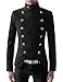 TheLees Mens Casual Double Breasted High neck Slim fit Short Jacket