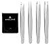 Alfaly Tweezers Set - 4 Pack Stainless Steel Precision Tweezers for Eyebrows, Facial Hair, Ingrown Hair, Splinters and More Silver
