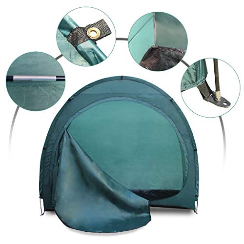 H&ZT Portable Pop Up Bike Tent Space Saving Outdoor Storage Shed Tent Weather Resistant Protection with Carrying Case (Dark Blue (Zipper Upgraded))