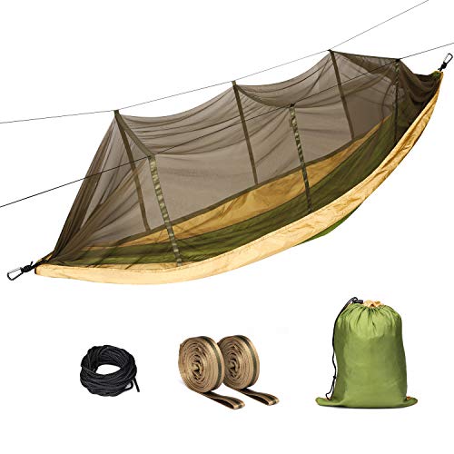 syntrific Hammock with Mosquito Net-2020 Upgraded -2 Person Camping Ultralight Hammock Tent Bundle with Tree Straps,Carabiners- Portable Hammocks for Indoor, Outdoor, Hiking, Camping, Backpacking