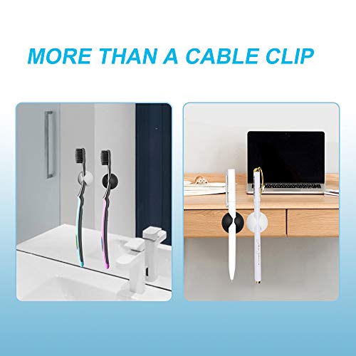 Smilife 9 Pack White Silicone Cable Clip Holders, Self Adhesive Wire Management, Well-Organized Cables for Home, Office, Car