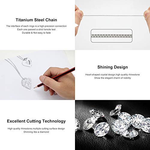 IRICH Love Heart Pendant Necklaces Crystal Jewelry Gifts for Women Rhinestone Silver Chain with Elegant Box for Party/Anniversary Day/Birthday, Purple Crystal