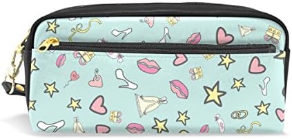 ColourLife Bridal Doodle Leather Zipper Pencil Case Holder Pouch Makeup Cosmetic Bags for Adult Kid