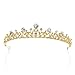 SWEETV Crystal Wedding Tiara for Bride & Flower Girls - Princess Tiara Headband Pageant Crown, Bridal Hair Jewelry for Women and Girls, Gold