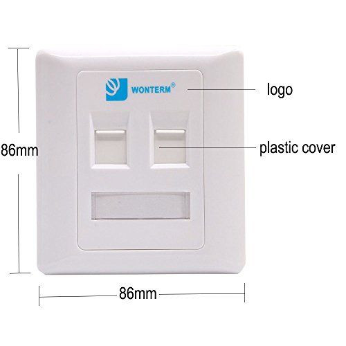 WONTERM 86x86mm 2 Port Faceplate Wallplate 5-pack Double Port Face plate RJ45 Socket Wall Mount For Network Cat5e /Cat6 Keystone Jacks