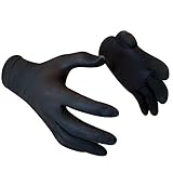SemperForce Black Nitrile Disposable Gloves Powder Free Textured Fingertips 4 Mil Thickness Latex Free Medical Examination Glove (Extra Large)
