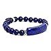 Dyed Lapis Gem Semi Precious Gemstone Love Heart Charm Stretch Bracelet