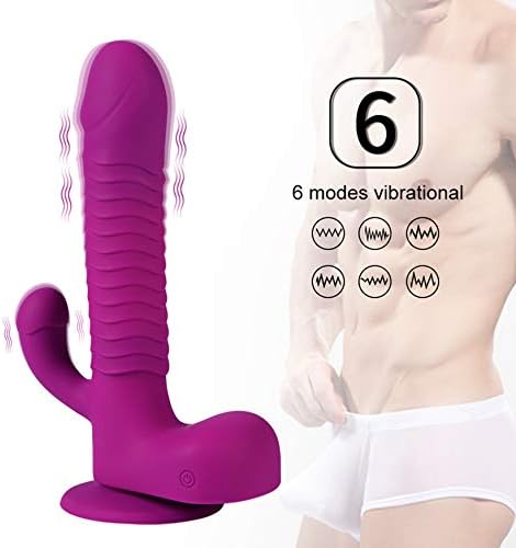 Emulational Dîldɔ with Suction Cup, 10 Frequency and 3 Telescopic Modes for Hands Free Play