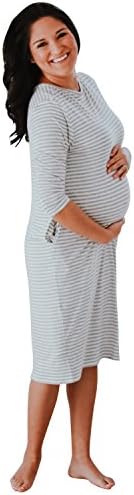 Navy June White Maternity Dress + Slim Grey Stripes, Pregnancy Dresses For Photography, Nursing, All Occasions