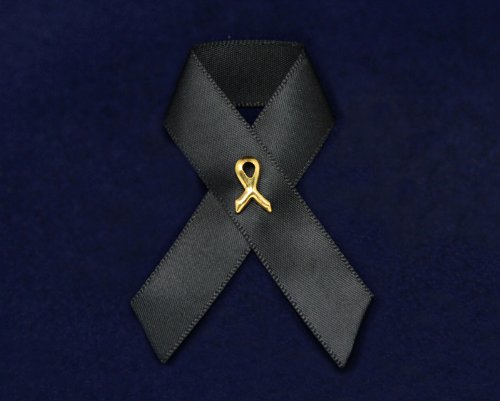 Black Ribbon Pin - Fabric (Retail)