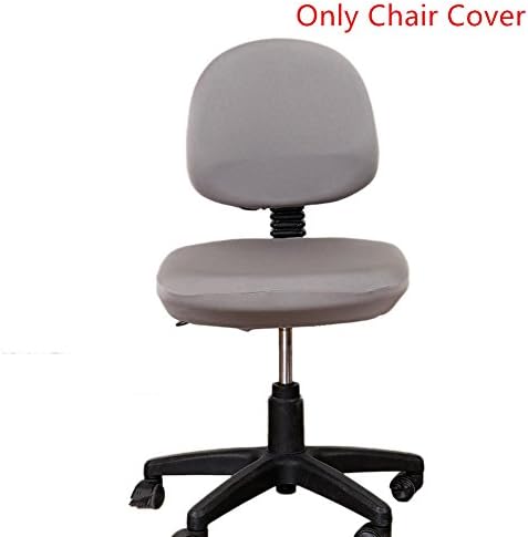 Office Desk Rotating Chair Seat Slipcover Protector Machine Washable Stretch Spandex Computer Chair Covers Doptou Pure Color Universal Chair Cover(Grey)