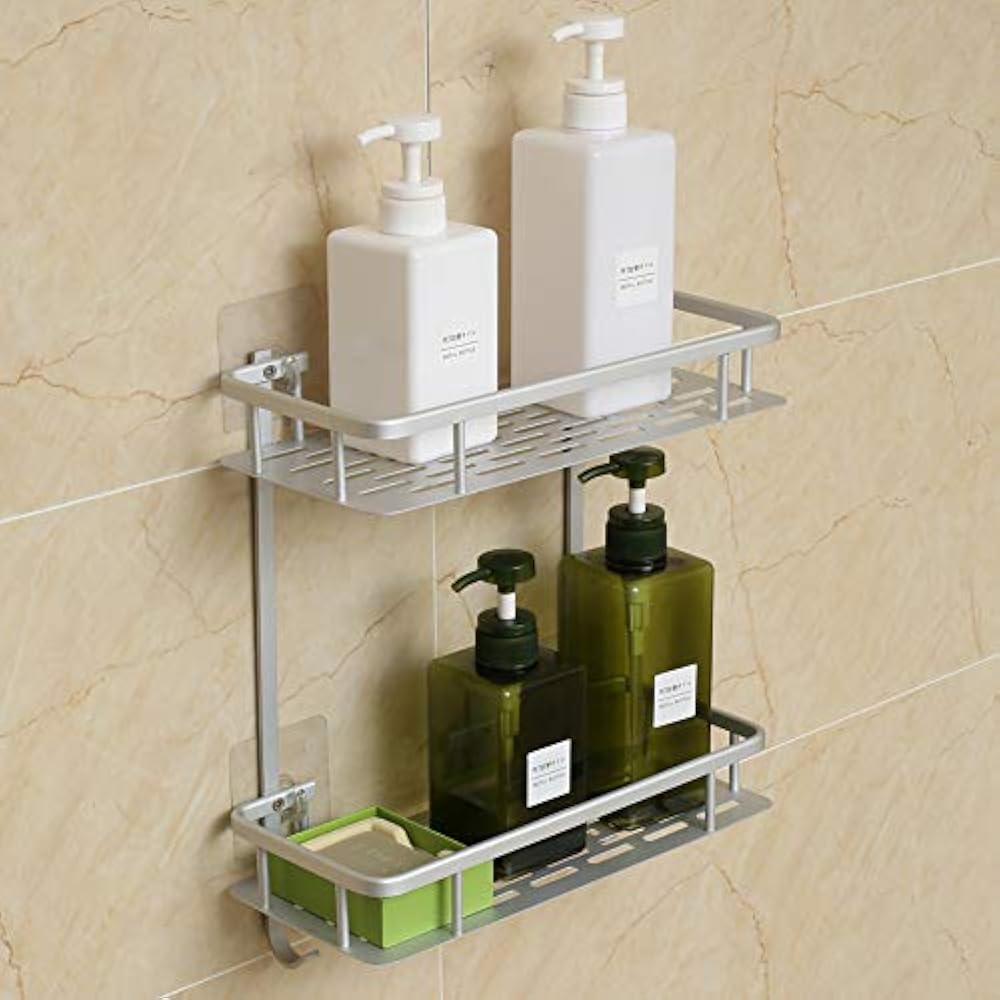 Bathroom Shelves Hawsam No Drilling Shelves, Aluminum 2 Tier Shower