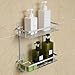 Hawsam No Drilling Bathroom Shelves, Aluminum 2 Tier Shower Shelf Caddy Adhesive Storage Basket for Shampoo