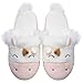 Women House Slippers Cute Pink Unicorn Fuzzy Memory Foam Cotton Shoes for Men Anti-Slip Rubber Sole Fur Plush Shoes for Winter Warm Bedroom Home Indoor Outdoor