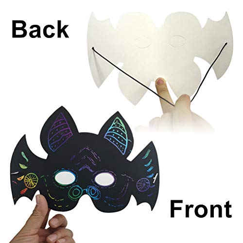 Odowalker Magic Scratch Art Rainbow Scratch Paper Animal Masks Face DIY Gift Scratchboard Art Kits for Kids Birthday Party Supplies 36 Pcs Rope 12 pcs Wooden (Animal Masks)
