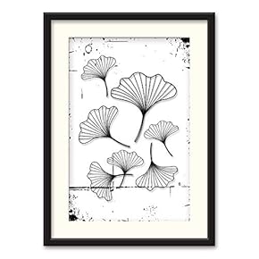 Black Paper Framed Canvas Wall Art for Living Room, Bedroom Abstract Branch and Leaves Canvas Prints for Home Decoration Ready to Hanging - 23x31 inches