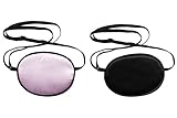 UZZO Pack of 2 Pirate Eye Patch,No Leakage Smooth Soft and Comfortable Elastic Silk Eye Patch for Kids Children Lazy Eye Amblyopia Strabismus, Black,Pink