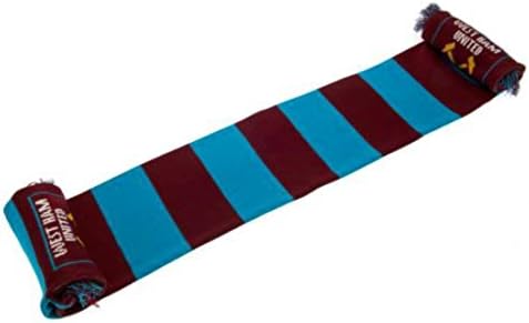 West Ham United F.c. Bar Scarf Jacquard Knit Scarf 100 Percent Acrylic Approx 132cm X 19cm On A