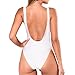SARA SWIM One Piece Swimsuit Scoop Front Low Back High Cut Retro Bathing Suit for Women (M, White)