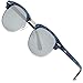 FEIDU Retro Polarized Mens Sunglasses for Men Half Metal Women FD3030 (silver/blue）