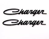 Yoaoo® 2x Black OEM Original Charger Nameplate Emblems Badges Decal for Dodge Charger Chrysler Mopar Chrome Finish (Black)