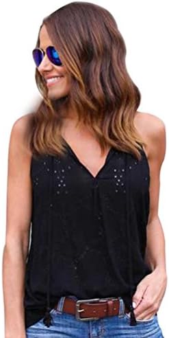 Women's Tops Blouse, Leedford Women Pullover Solid T-Shirt Sleeveless Casual Blouse (3XL, Black)