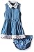 Calvin Klein Baby-Girls Light Denim Dress with Crochet Lace Trim, Blue, 3-6 Months