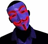 Kandi Gear Red Light up V for Vendetta Glow EL Wire LED Guy Fawkes Anonymous Mask