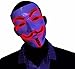 Red Light Up V For Vendetta Glow EL Wire LED Guy Fawkes Anonymous Mask