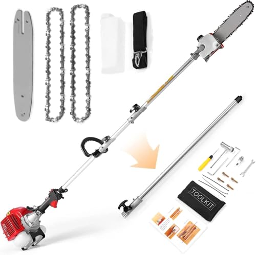 Homdox 58 CC Pole Saw Gas Powered - Total Reach 16 Foot, 2-Cycle Gas Pole Saws, Gas Pole Saws for Tree Trimming, 11.5