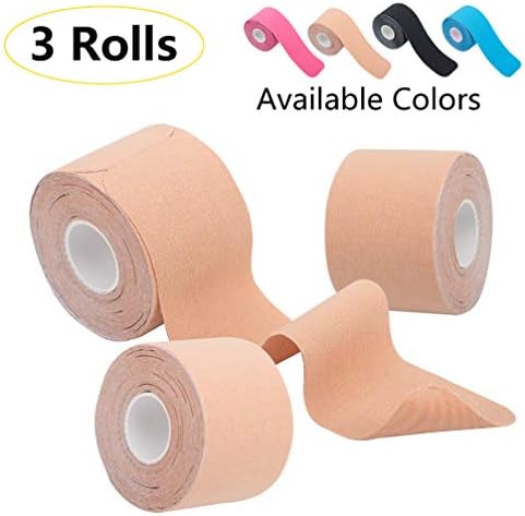 High Lee Kinesiology Tape Precut, (3 Rolls Pack) Elastic Therapeutic Sports Tape - Pain Relief for Knee Shoulder and Elbow Ankle, Breathable, Waterproof, Latex Free, 2" x 16.5 feet Per Roll