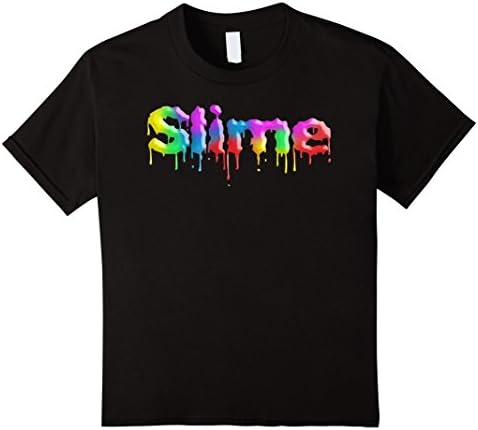 Kids Rainbow Slime Dripping Gooey T-shirt 8 Black