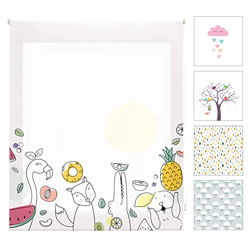 Blindecor Childrens Digital | Translucent Roller Blind with Digital Print | Zoofruit Model | 110 x 180 cm (W x H). Fabric Size 137 x 175 cm | Window Blinds