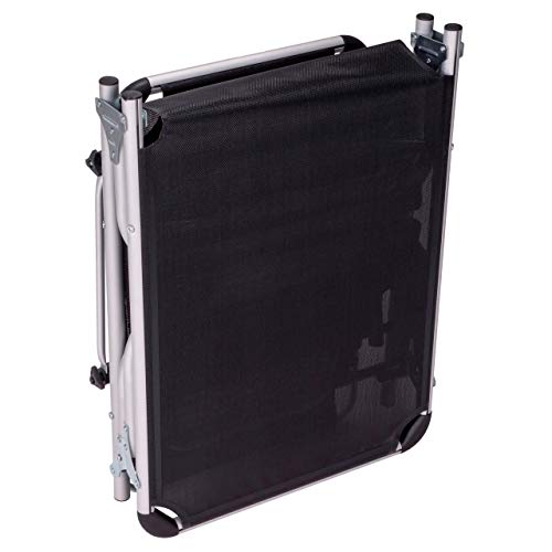 Divero Gartenliege Sonnenliege mit Dach 187x57x30 cm klappbar 5fach verstellbar Aluminiumrahmen Dreibeinliege wetterfest robust Keret (Schwarz) – Bild 4