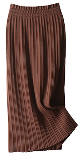 Women's Winter Elastic Pleated Cable Knit Long Skirt