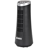 Arctic-Pro Mini Desk OSCILLATING Tower Fan Slim and Compact Size, 2-Speed, Ultra-Quiet Operation, Convenient Carrying Handle, 75 Degrees of Oscillation for Powerful Circulation, 12 Inches, Black