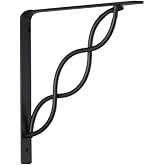 John Sterling Scroll Style Decorative Shelf Bracket, 8-inch, Black, RP-0091-8BK